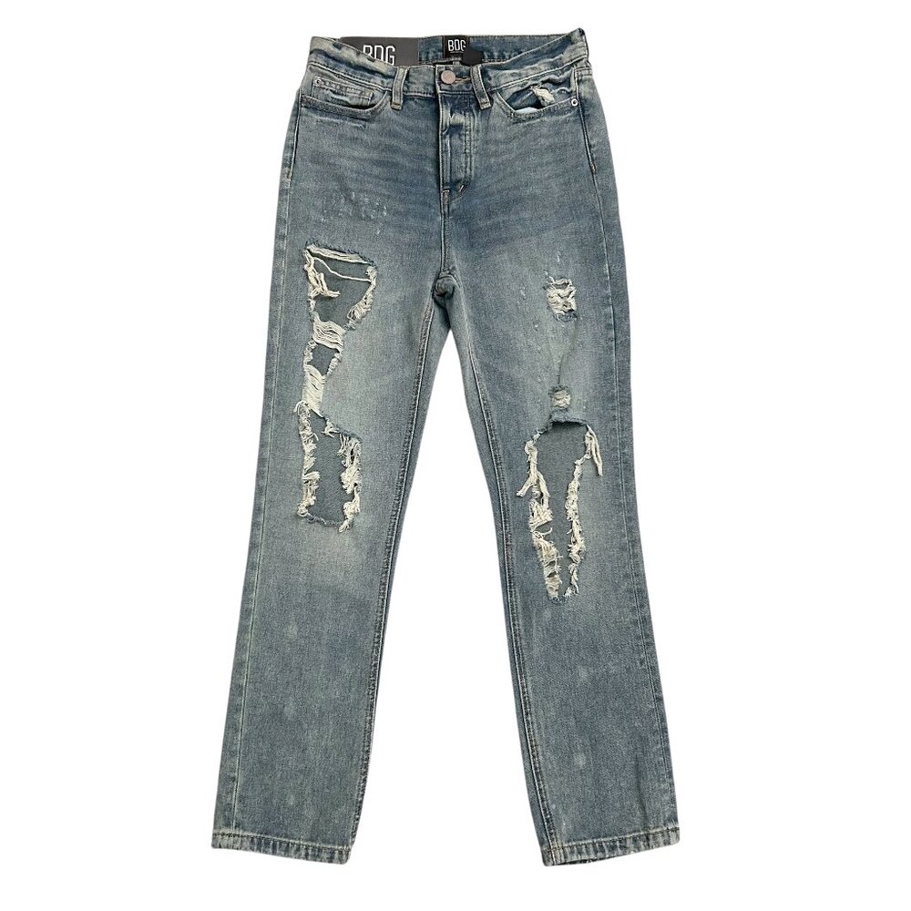 BDG Urban Outfitters Size 24 Straight Narrow High Rise Distressed Jeans Denim